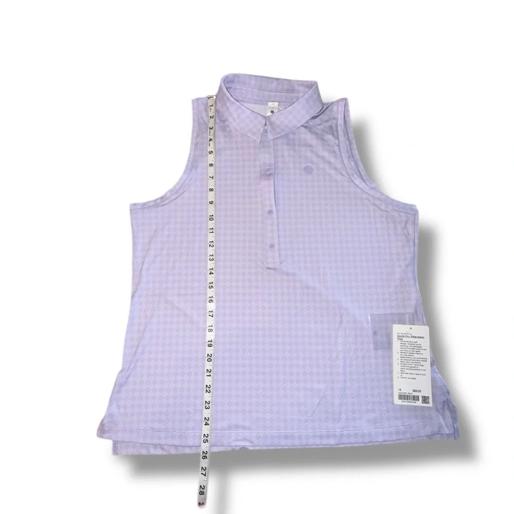 NWT LULULEMON Quick-Dry Sleeveless Polo Shirt Diamond Spot Lavender Size 14